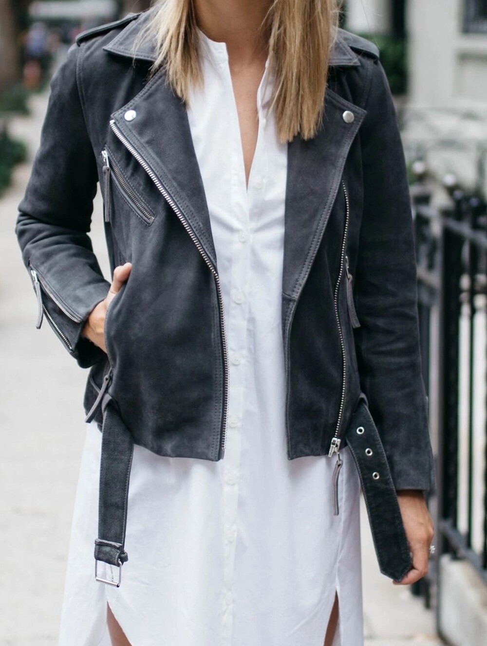 NWT Blank NYC Suede Moto Jacket in Shadow Gray